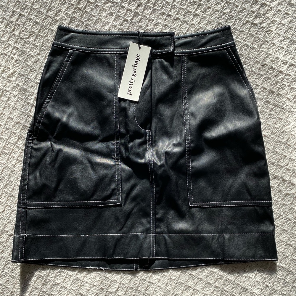 New Pretty Garbage Grungy Emo Pleather Short Skirt